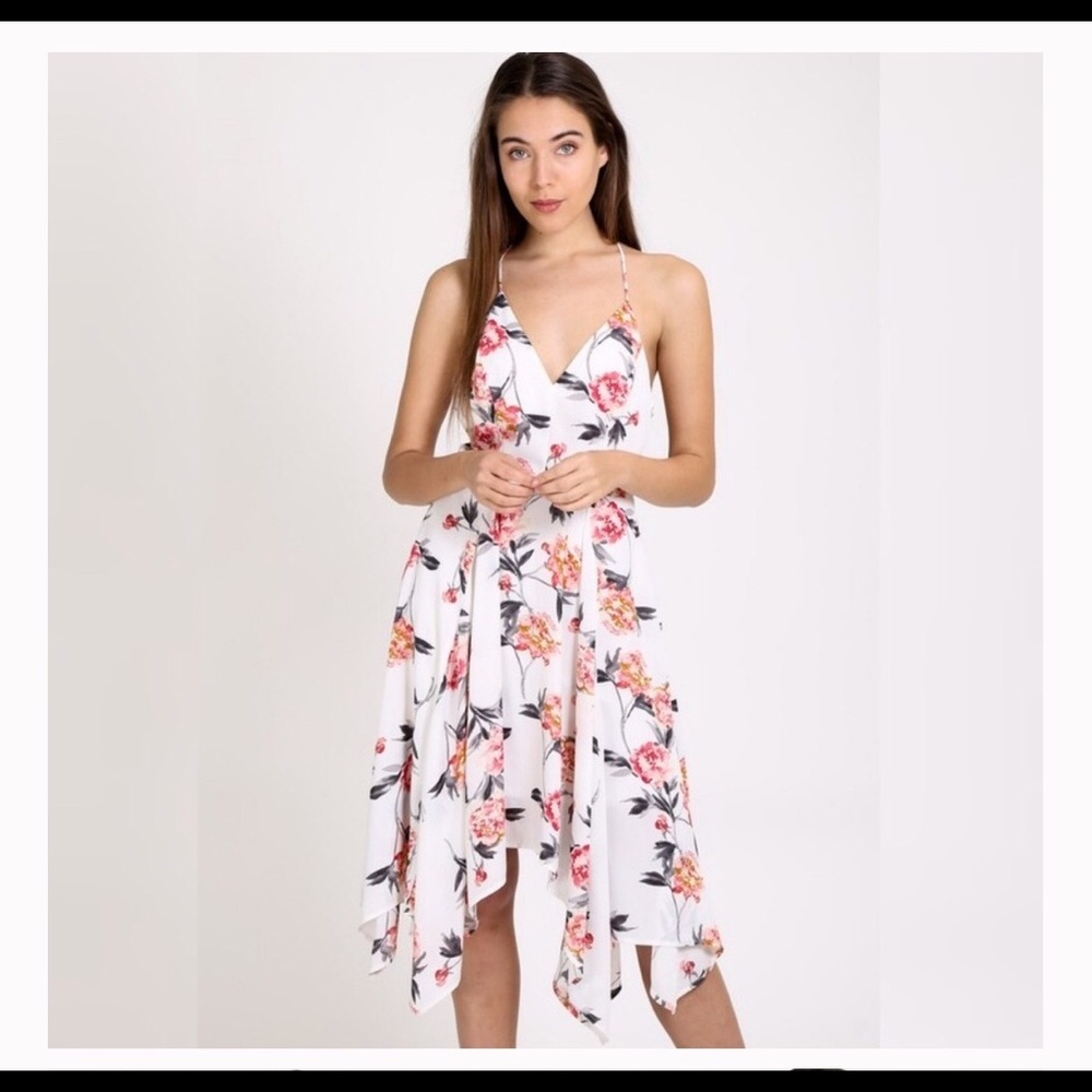 Handkerchief Hem Floral Dress. SOLD
